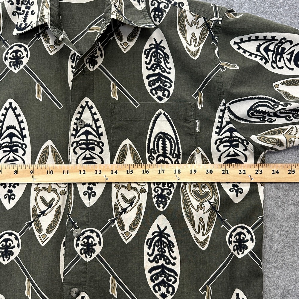 Vintage Sideout Hawaiian Shirt Mens L Green Tribal Tiki 90s Surf Skate - Picture 5 of 8